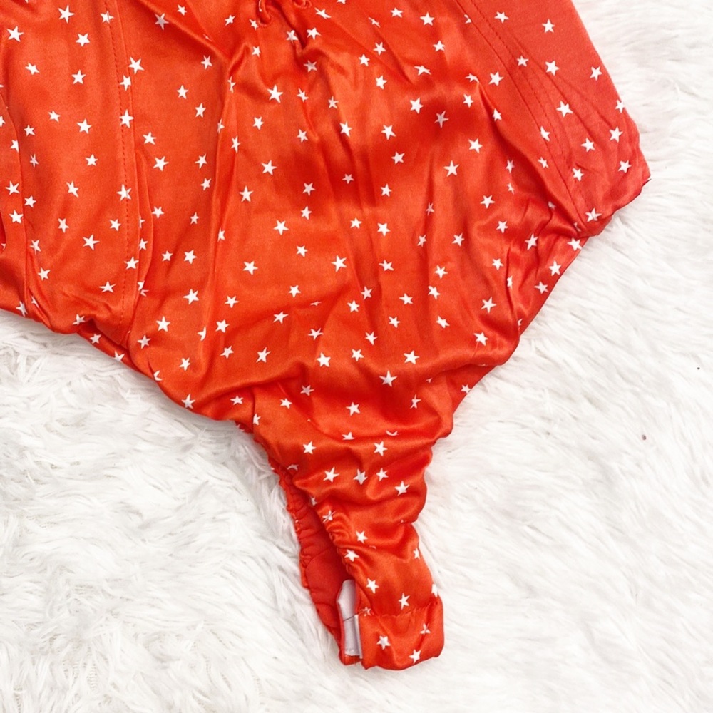 NWT ZARA | Red white stars print bodysuit top women’s Small - Picture 6 of 9